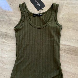 RARE Pretty Little Thing Army Geeen Scoop Tank